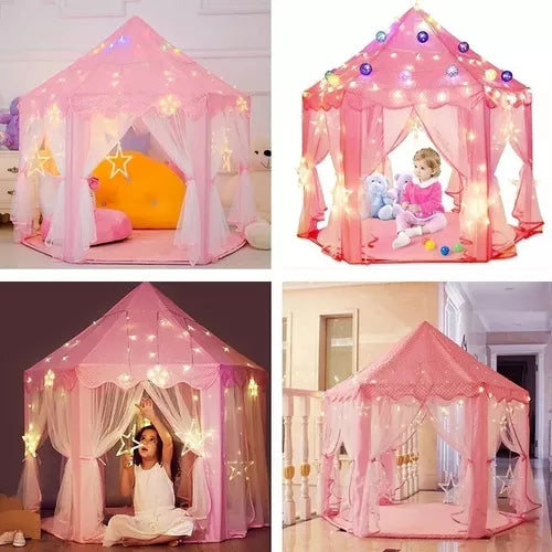 🏰 Carpa Castillo Princesas Rosa con Tul - ¡OFERTA LIMITADA!