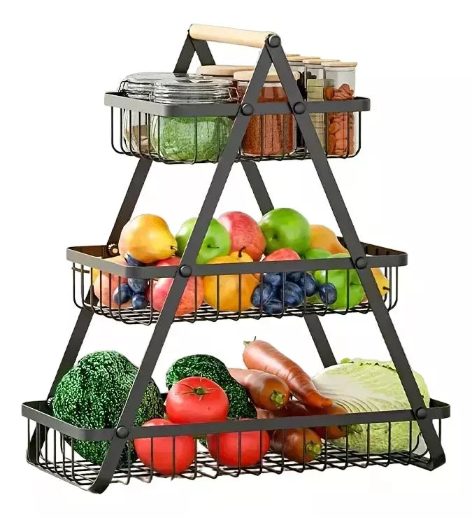 Organizador Frutero Cesta 3 Niveles - Ahorra Espacio en tu Cocina
