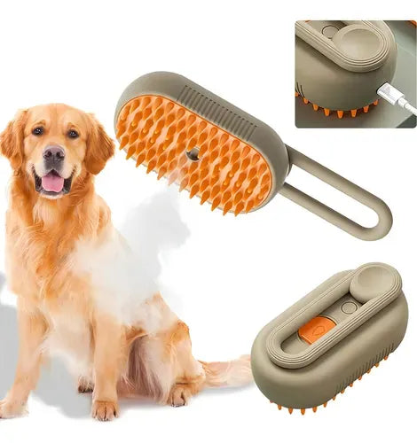 Cepillo a Vapor 3 en 1 para Mascotas - Elimina Pelo y Desenreda Sin Estrés
